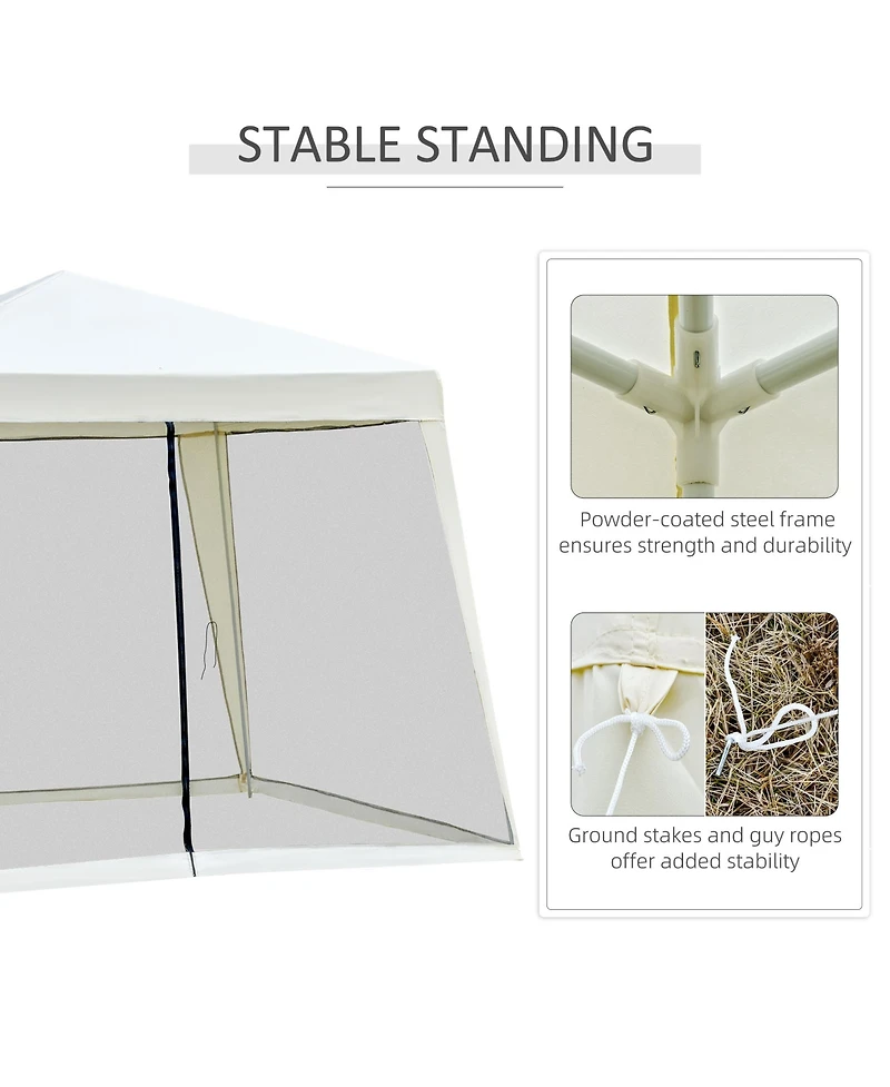 Outsunny Outdoor Sun Shade Gazebo Canopy Tent with Mesh Screen Walls