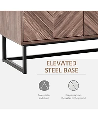 Homcom Double Door Storage Cabinet w/ Adjustable Shelf Sideboard Console Table