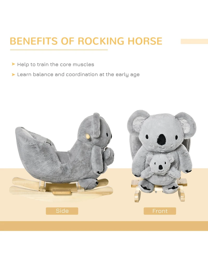 Qaba Kids Ride-On Rocking Horse Toy for Children 18-36 Months, Koala