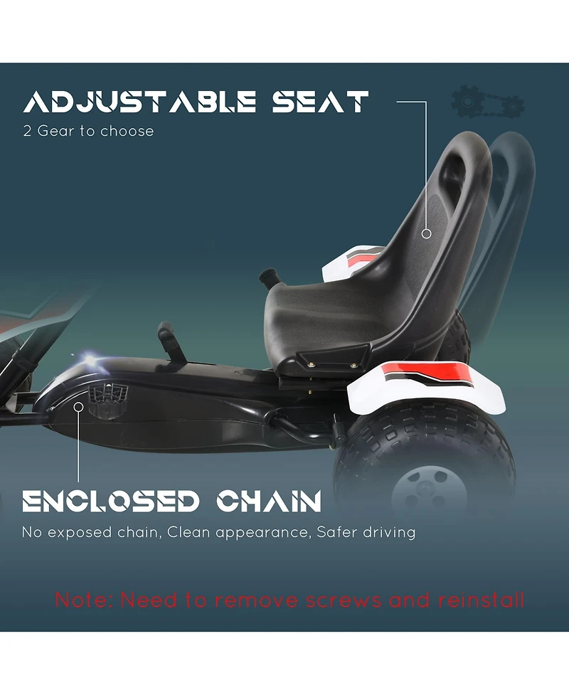 Aosom Pedal Go Kart Children Ride on Car w/ Adjustable Seat Plastic Wheel