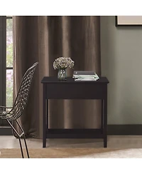 Homcom Wood Flip Top End Side Table with Cabinet Bottom Shelf for Home Office