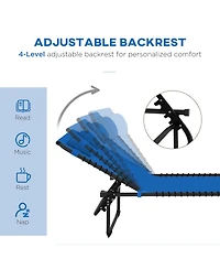 Outsunny Outdoor Folding Chaise Lounge Chair, Portable Lightweight Reclining Garden Sun Lounger with 4-Position Adjustable Backrest for Patio, Deck