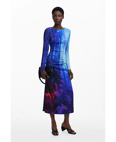 Desigual Women's Asymmetric landscape dress