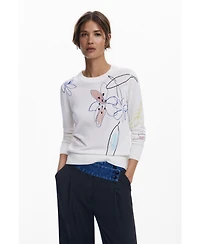 Desigual Women's Fine sweater with floral strokes