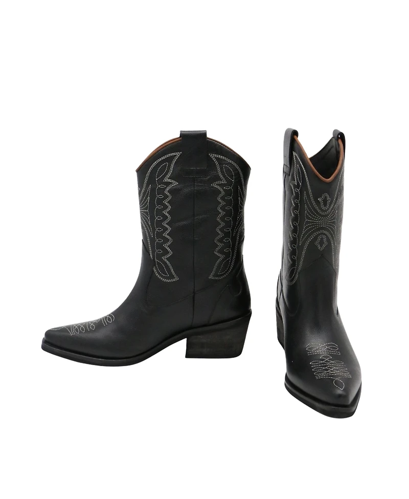 Stivali New York Women's Suede Leather Western Cowboy Booties