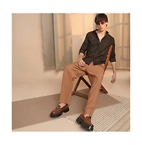 Campus Sutra Men's Chocolate Brown & Charcoal Black Gingham Shirt