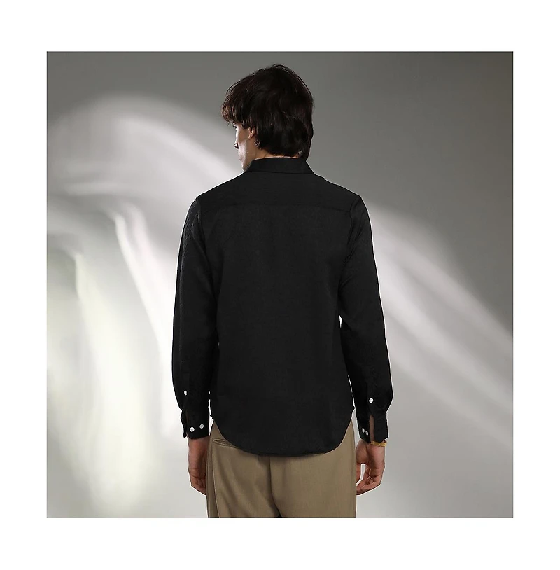 Campus Sutra Men's Onyx Black Abstract-Textured Shirt