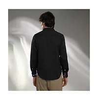 Campus Sutra Men's Onyx Black Abstract-Textured Shirt