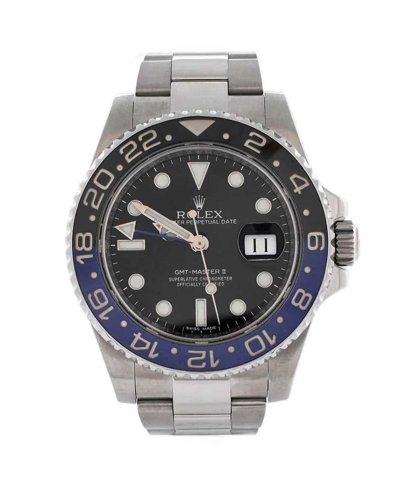 Pre-Owned Rolex Oyster Perpetual Date Gmt-Master Ii Batman Automatic Watch in Stainless Steel and Cerachrom 40mm