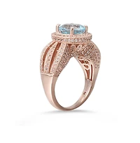 Suzy Levian New York Sterling Silver Round Cut Center Topaz Cocktail Ring