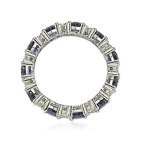 Suzy Levian New York Sterling Silver Sapphire & Created White Round Cut Eternity Band Ring