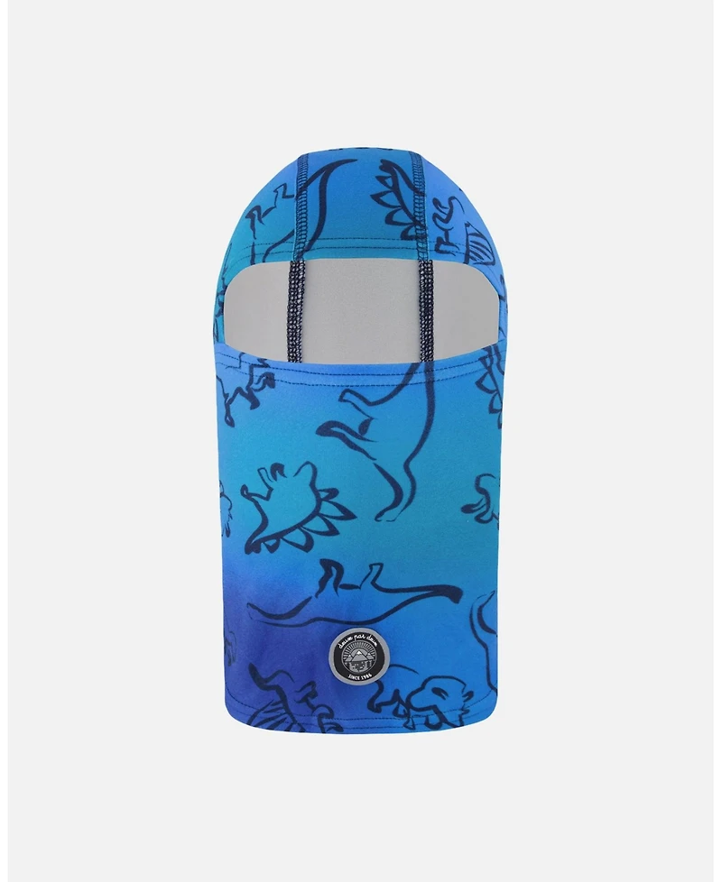 Deux par Boy Brushed Jersey Balaclava Blue Gradient Dinosaur Print - Toddler|Child