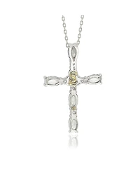 Suzy Levian Sterling Silver White Topaz Cross Pendant