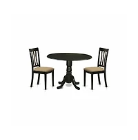 East West Furniture 3 Pc Dinette Table set-Dining Table and 2 Dining Chairs