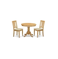 East West Furniture 3 Pc Dining room set - Kitchen dinette Table and 2 Kitchen Dining Chairs