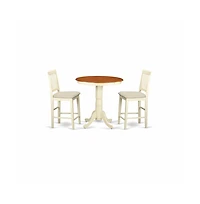 East West Furniture 3 Pcpub Table set - high top Table and 2 dinette Chairs