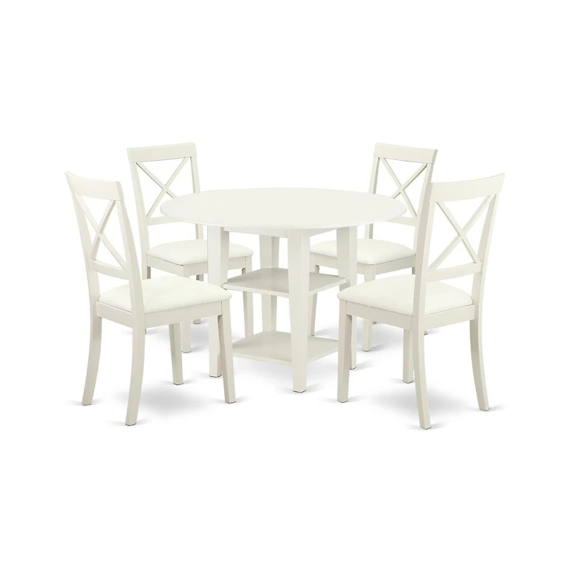 East West Furniture Dining Room Set Linen White