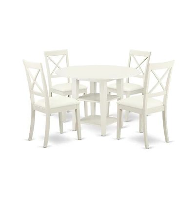 East West Furniture Dining Room Set Linen White