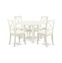 East West Furniture Dining Room Set Linen White