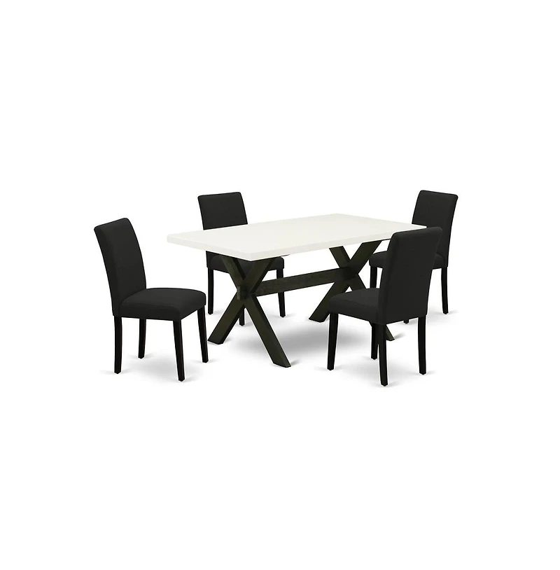 East West Furniture 5-Piece Dining Room Set Includes 4 Kitchen Chairs with Upholstered Seat and High Back and a Rectangular Dining Room Table