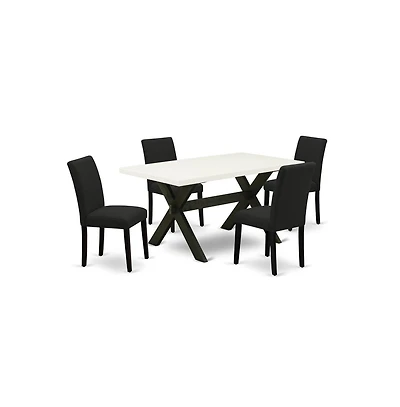 East West Furniture 5-Piece Dining Room Set Includes 4 Kitchen Chairs with Upholstered Seat and High Back and a Rectangular Dining Room Table