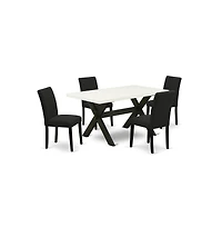 East West Furniture 5-Piece Dining Room Set Includes 4 Kitchen Chairs with Upholstered Seat and High Back and a Rectangular Dining Room Table