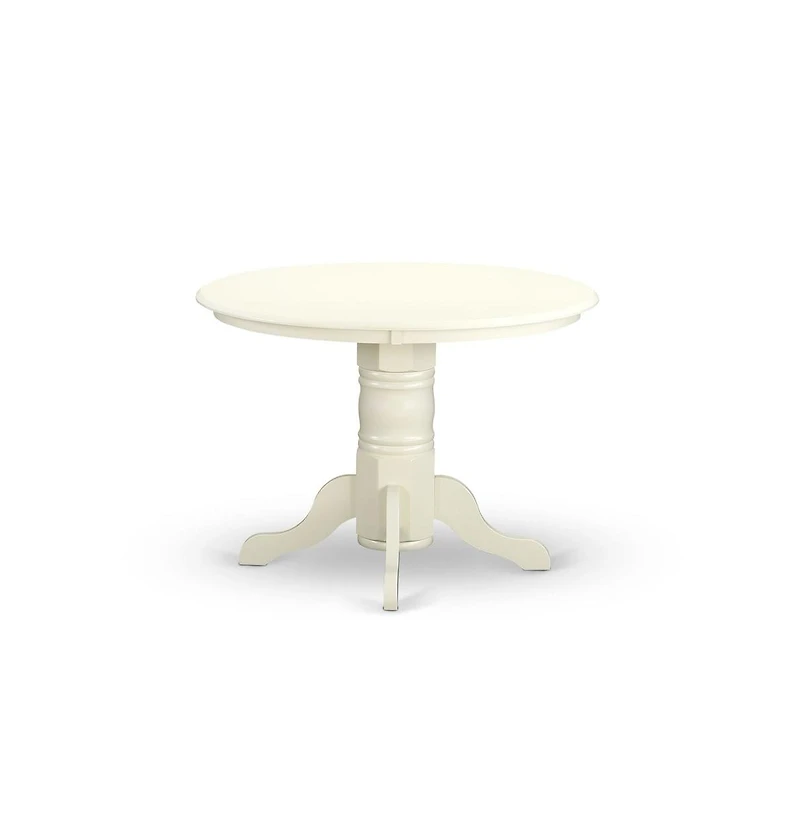 East West Furniture 3-Pc Modern Dining Table Set- 2 Dining Chair and Dining Table - Linen Fabric Seat and Slatted Chair Back - Linen White Finish