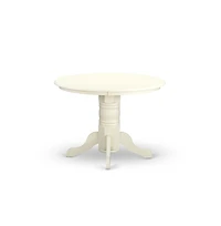East West Furniture 3-Pc Modern Dining Table Set- 2 Dining Chair and Dining Table - Linen Fabric Seat and Slatted Chair Back - Linen White Finish