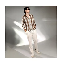 Campus Sutra Men's Chocolate Brown & Cream White Ombre Buffalo Check Shirt