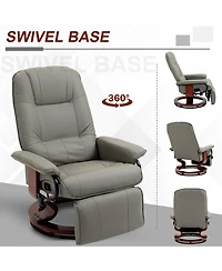 Homcom Faux Leather Manual Recliner with Swivel Wood Base Padded Armrest