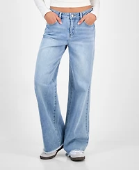 Indigo Rein Juniors' Mid-Rise Wide-Leg Jeans