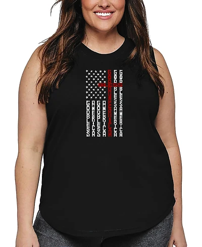 La Pop Art Plus Cross Flag Word Tank Top
