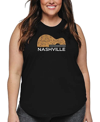 La Pop Art Plus Nashville Guitar Word Tank Top