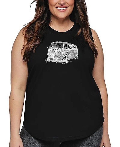 La Pop Art Plus 70's Music Word Tank Top