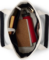 Lands' End Medium 5 Pocket Open Top Long Handle Canvas Tote Bag
