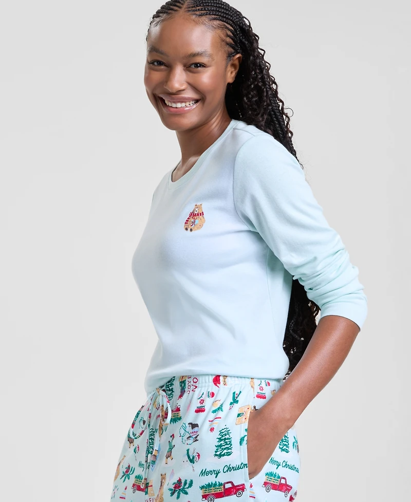 Holiday Lane Women's Winter Cotton Pajama Set, Macy's Exclusive