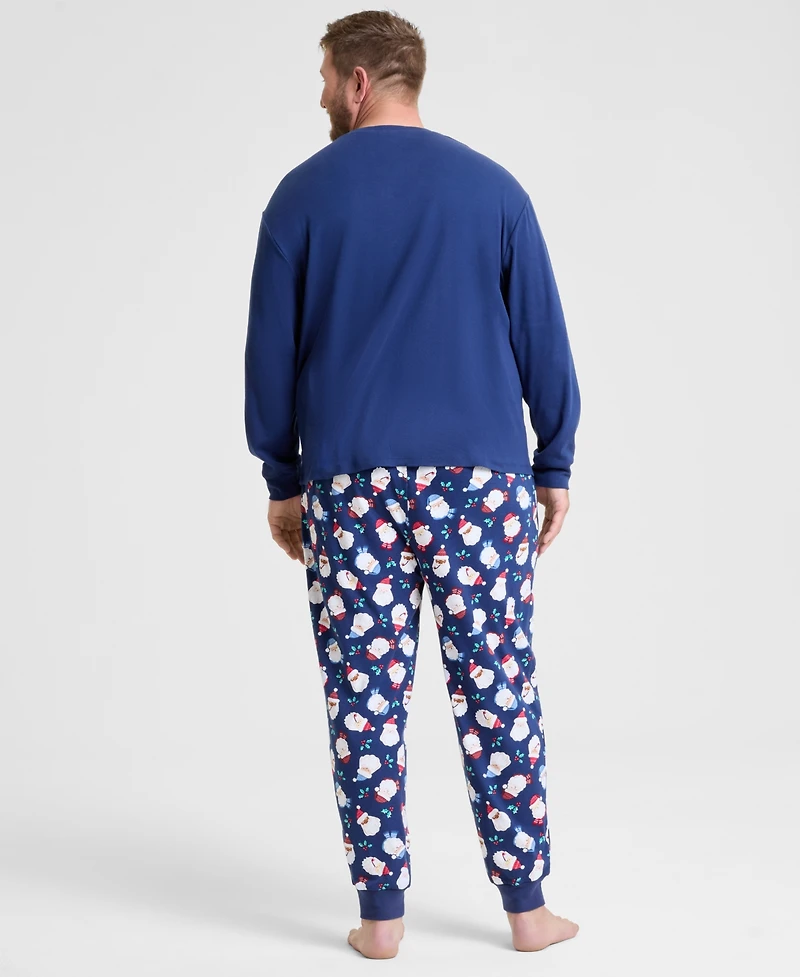 Holiday Lane Men's Big & Tall Santas Cotton Pajama Set, Macy's Exclusive