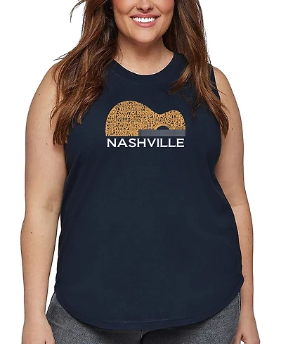 La Pop Art Plus Nashville Guitar Word Tank Top