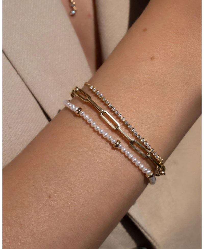Zoe Lev 14K Gold Pearl Segment Bead Bracelet