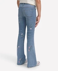 abercrombie kids Girls High-Rise Floral Embroidered Flared Jeans
