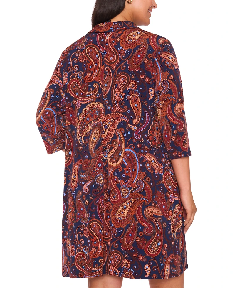 Msk Plus Printed Jersey 3/4-Sleeve Dress