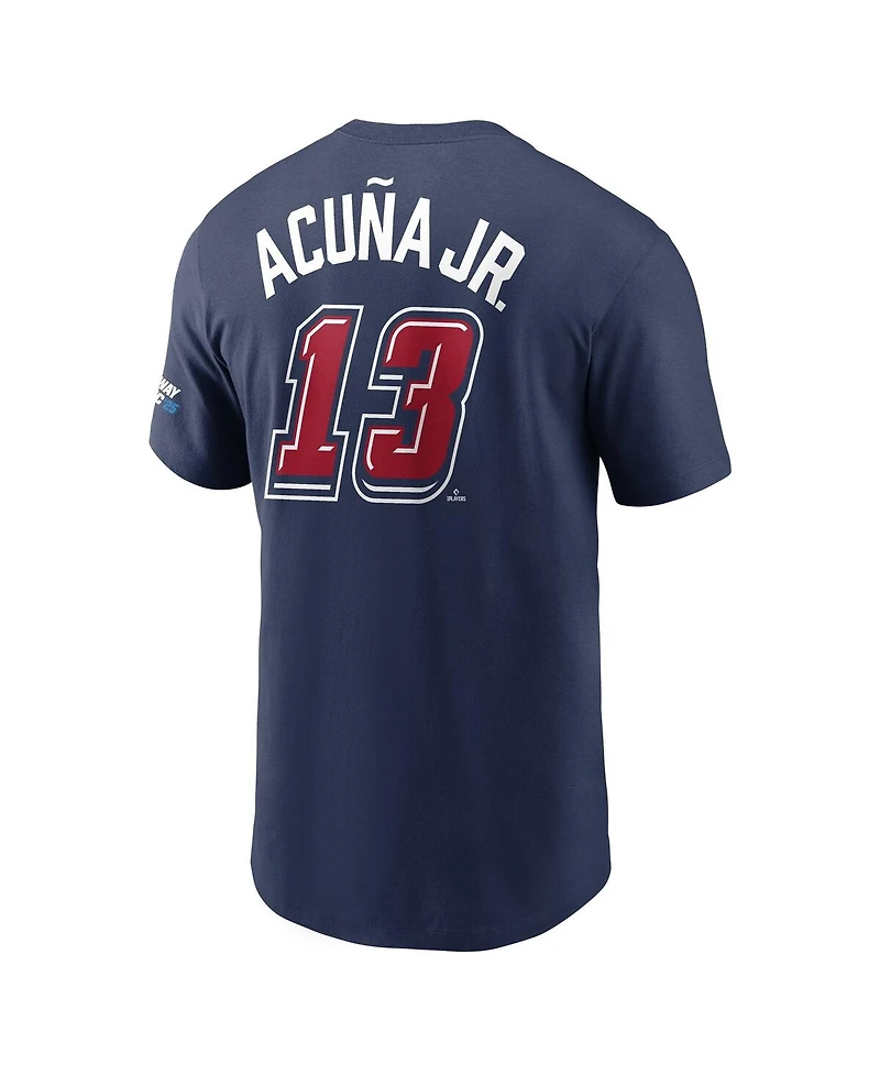 Nike Men's Ronald Acuna Jr. Navy Atlanta Braves 2025 Mlb Speedway Classic Name Number T-Shirt