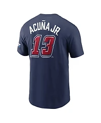 Nike Men's Ronald Acuna Jr. Navy Atlanta Braves 2025 Mlb Speedway Classic Name Number T-Shirt