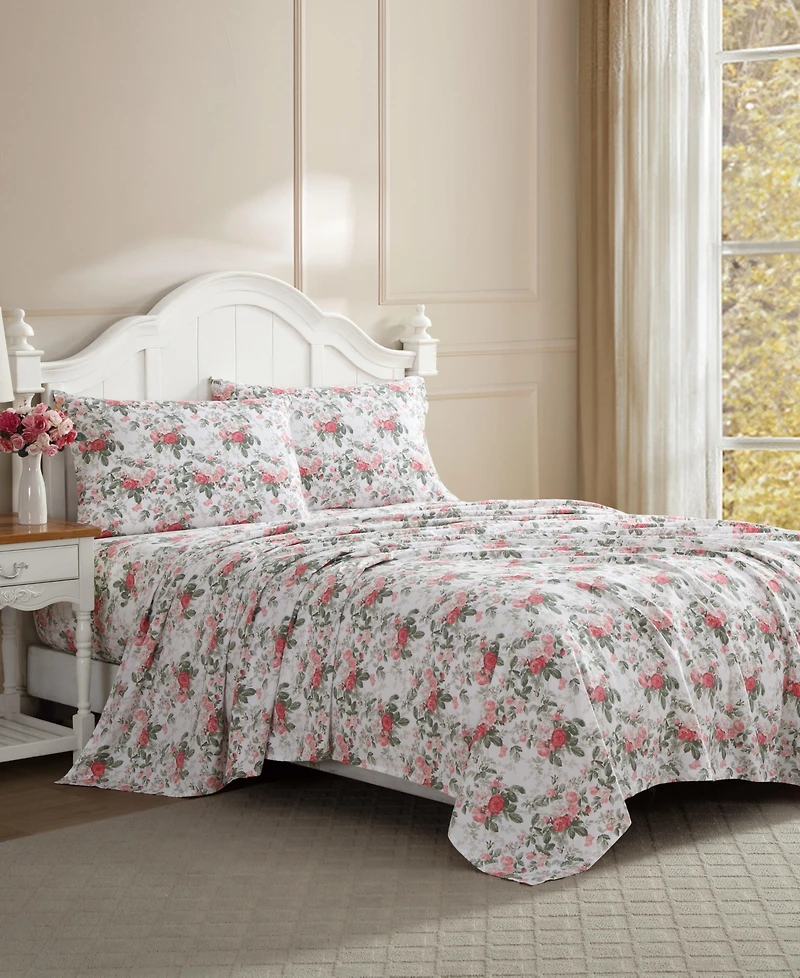 Laura Ashley 200-Thread Count Cotton Percale -Pc. Sheet Set