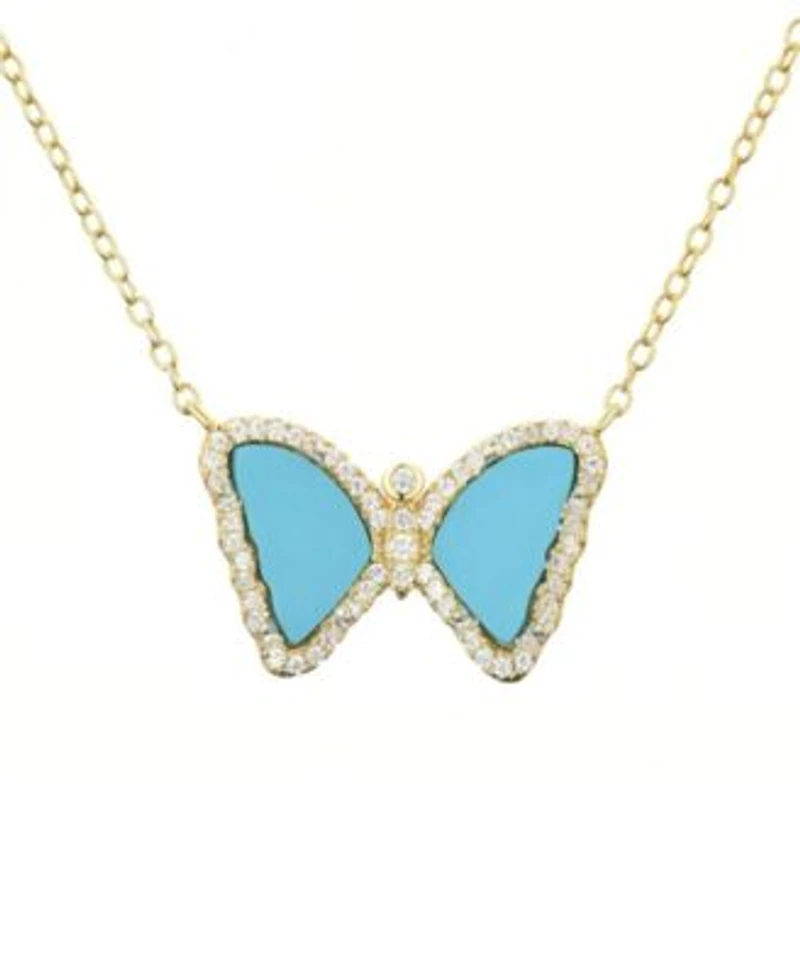 Kamaria Mini Butterfly Necklace with Turquoise in 14k Gold Plated Sterling Silver