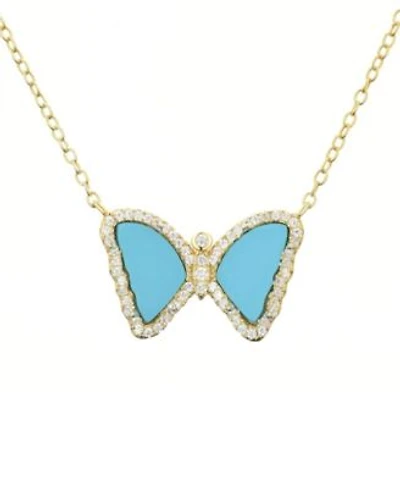 Kamaria Mini Butterfly Necklace with Turquoise in 14k Gold Plated Sterling Silver
