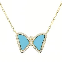 Kamaria Mini Butterfly Necklace with Turquoise in 14k Gold Plated Sterling Silver