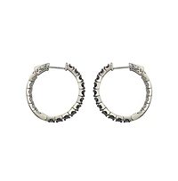 Suzy Levian New York Sterling Silver Sapphire & Created White Inside Out Hoop Earrings