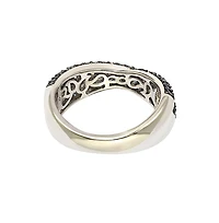 Suzy Levian Sterling Silver Sapphire & Created White Pave Crossover Twist Band Ring