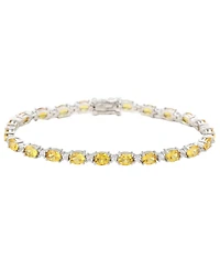 Suzy Levian Sterling Silver Oval-Cut Sapphire & Created White Tennis Bracelet